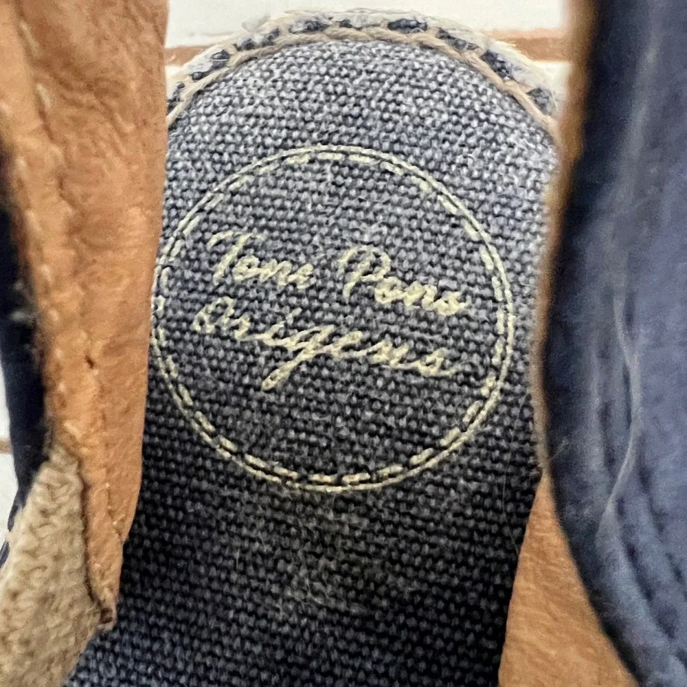 Toni Pons Origens Espadrille Sandals Navy Blue Suede Elastic Strap Spain Size 40